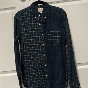 J. Crew Men’s Slim Broken-In Organic Cotton Oxford Shirt Tartan Patchwork